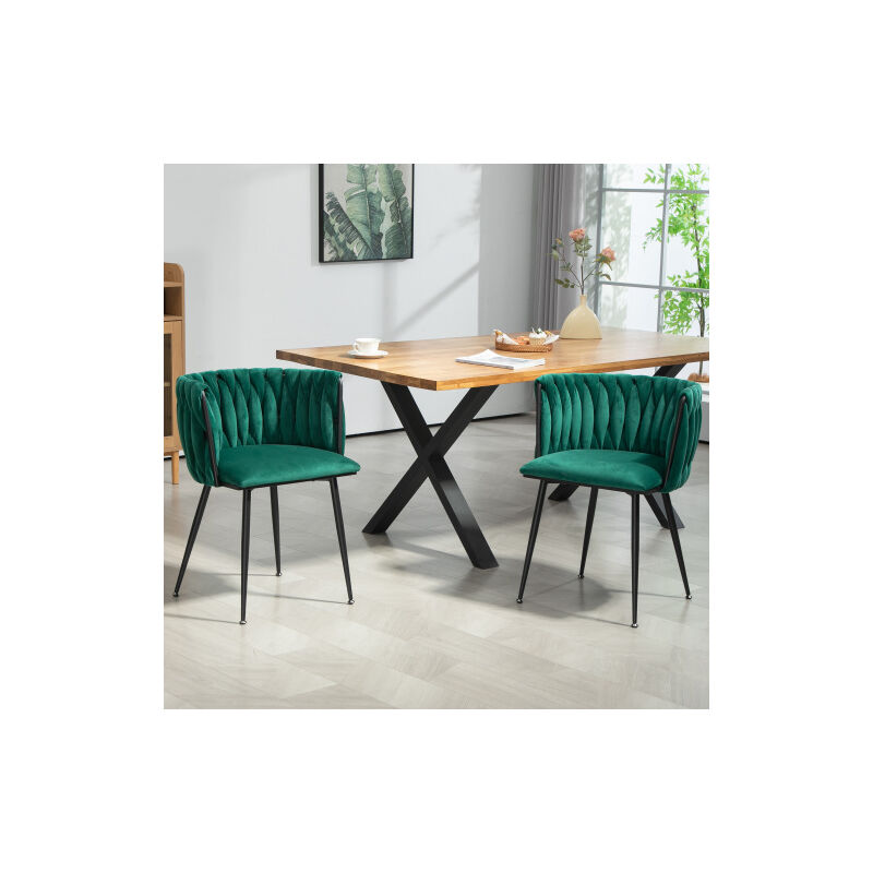 foto del prodotto set di sedie da pranzo moderne e di lusso in velluto con gambe in metallo dorato, design elegante intrecciato a mano e morbidi cuscini per sala da