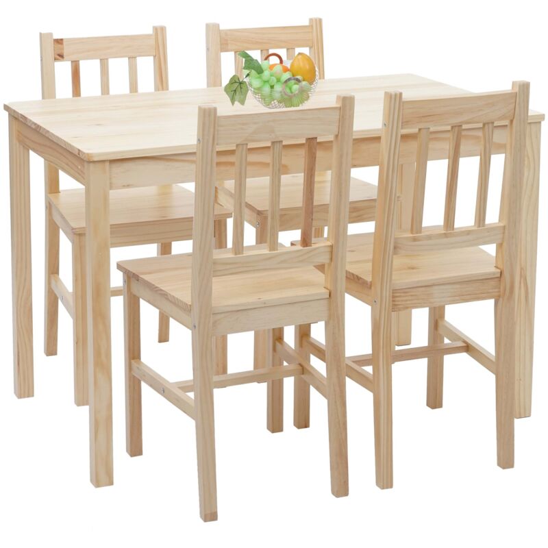 foto del prodotto set di sedie e tavolo per sala da pranzo in stile rustico in legno massello di pino 040003065