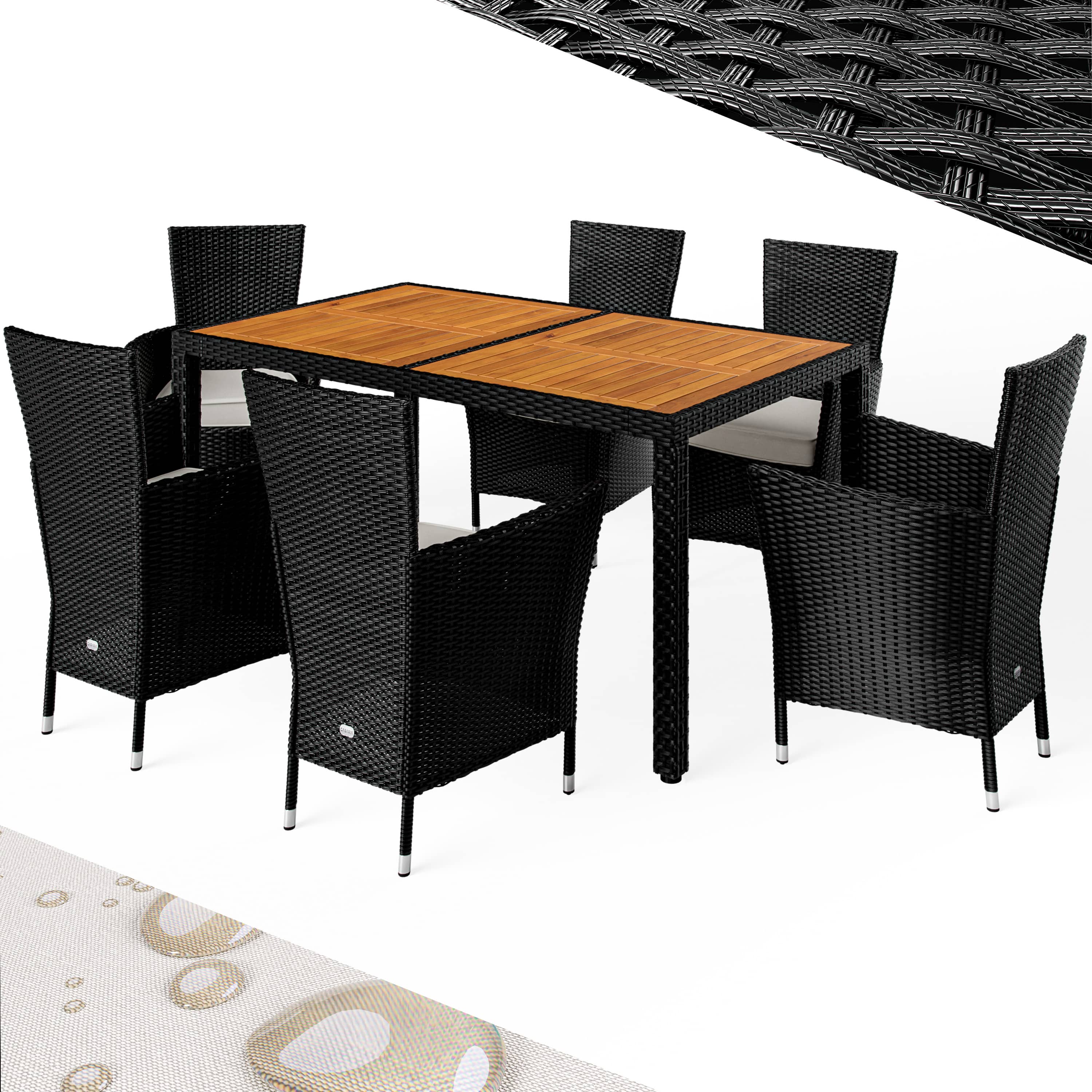foto del prodotto set di sedute in polyrattan korfu 13 pezzi nero crema