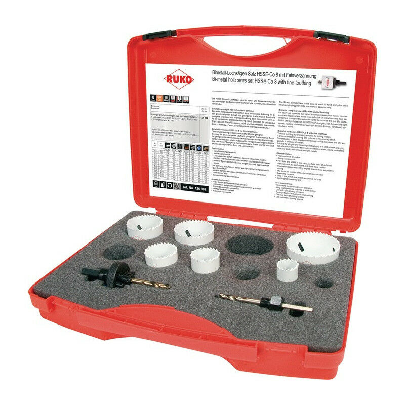 foto del prodotto set di seghe a tazza 8 unit 22 68 mm profondit di taglio 38 mm hsse co8 bi m tal ruk