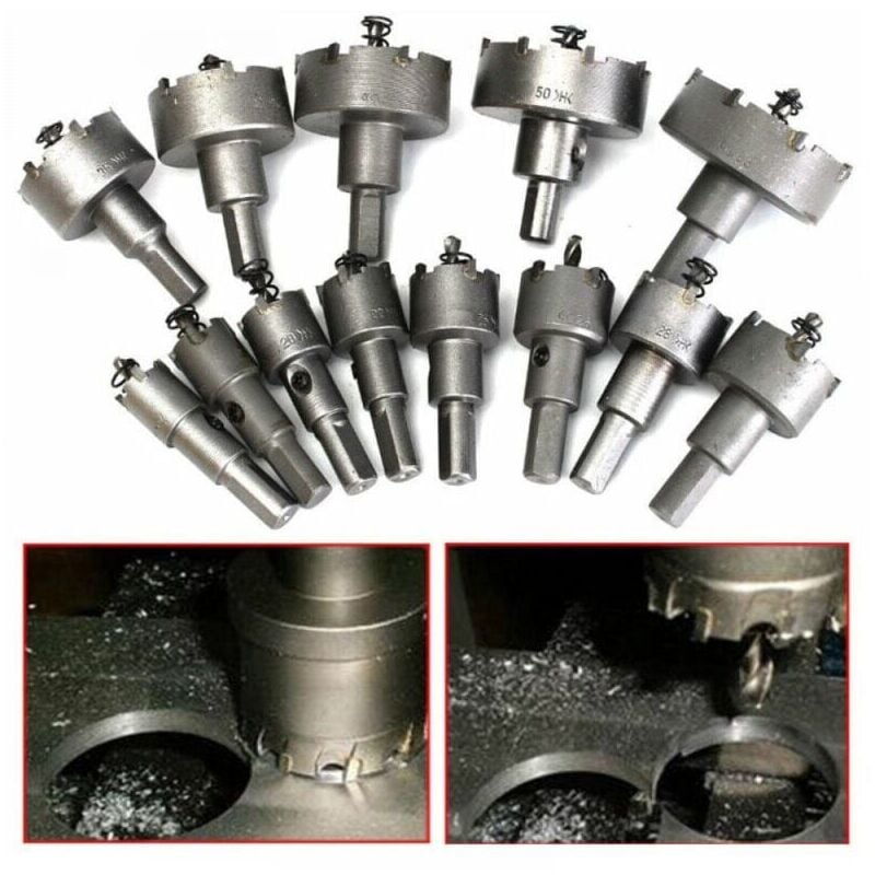 foto del prodotto set di seghe a tazza da 13 pezzi, sega a tazza in acciaio inossidabile da 16 53 mm, punta da trapano in carburo, punta da trapano in metallo tct
