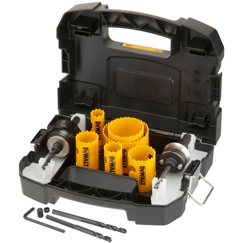foto del prodotto set di seghe a tazza dewalt bimetalliche extreme, set universale in valigetta 10 pezzi.