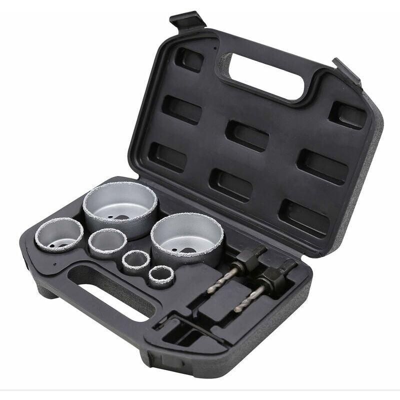 foto del prodotto set di seghe a tazza, set di utensili da 9 pezzi, punte per trapano per piastrelle crown