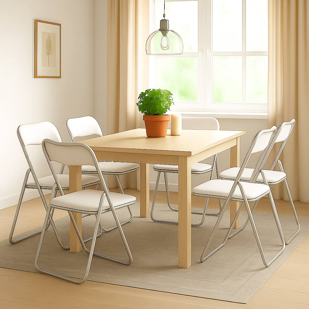 foto del prodotto set di sei sedie antenore, colore bianco, misure 43 x 47 x 78 cm