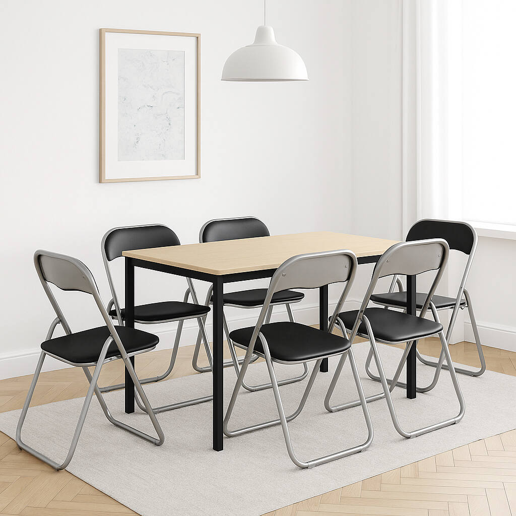 foto del prodotto set di sei sedie antenore, colore nero, misure 43 x 47 x 78 cm