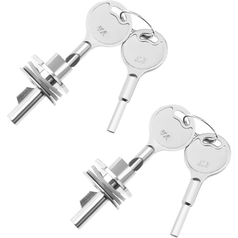 foto del prodotto set di serrature per porte in vetro scorrevoli, per vetrine, terrari, con 4 chiavi, 25x25 mm, per ante di vetrine, porte e finestre, armadietti per