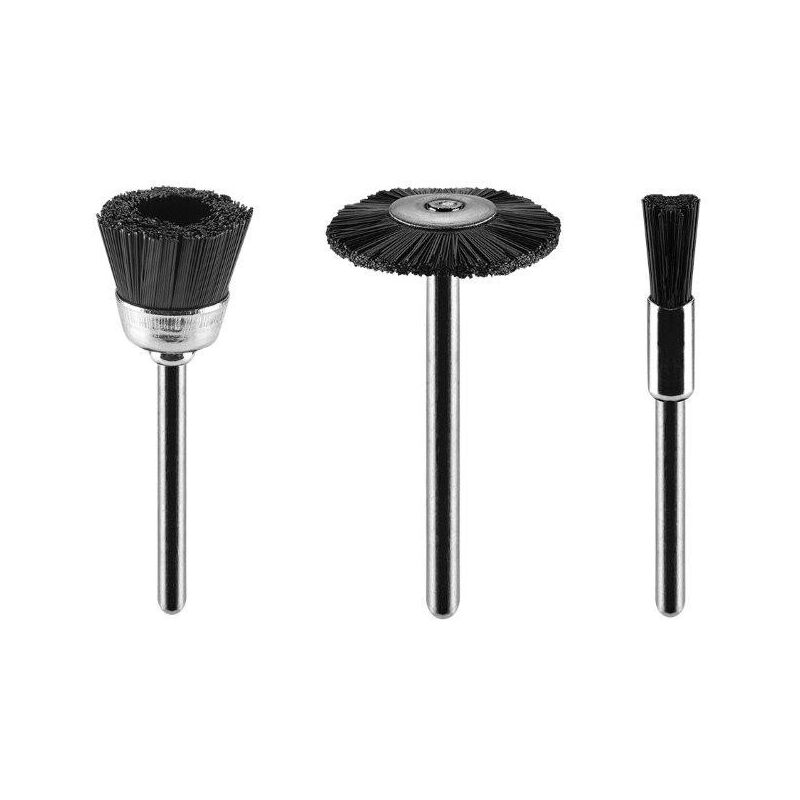 foto del prodotto set di spazzole in nylon, a tazza, a disco, set 3 pz