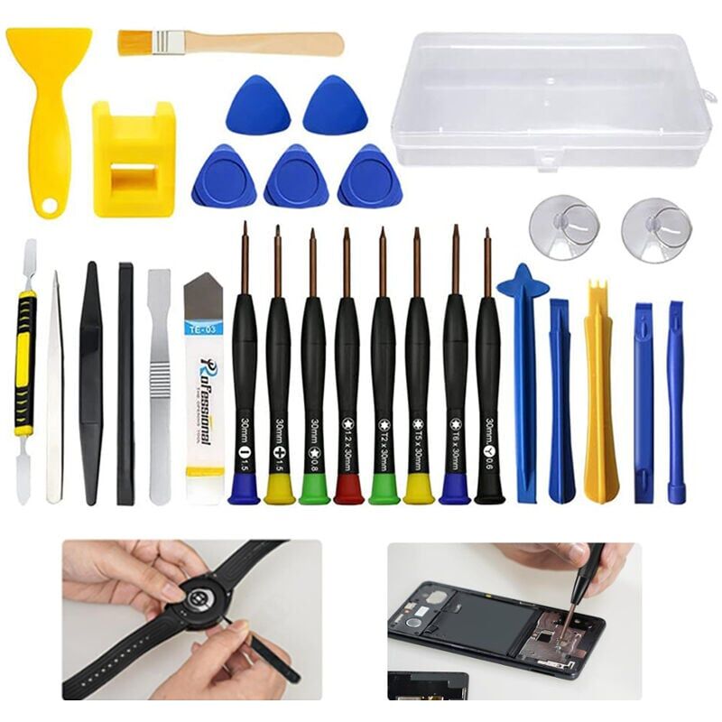 foto del prodotto set di strumenti per la riparazione del telefono da 30 pezzi, set di cacciaviti di precisione professionali, con 8 cacciaviti di precisione magnetici
