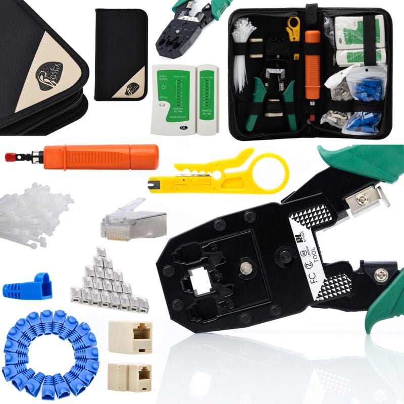 foto del prodotto set di strumenti professionali per l installazione e la manutenzione delle reti rj45 10in1 146 articoli