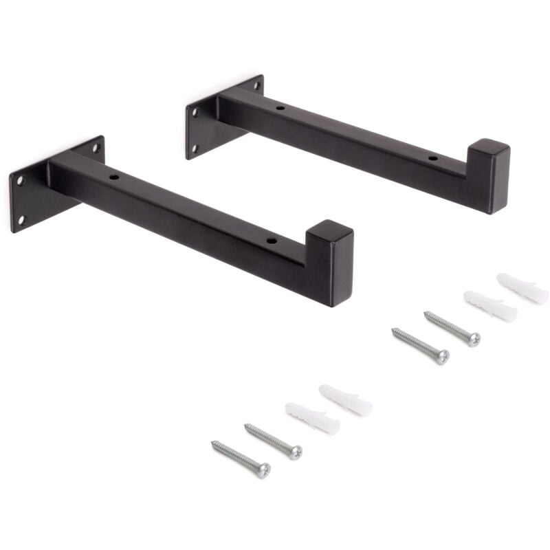 foto del prodotto set di supporti per mensole in legno shelf dritto con tubo quadro, acciaio, verniciato nero emuca