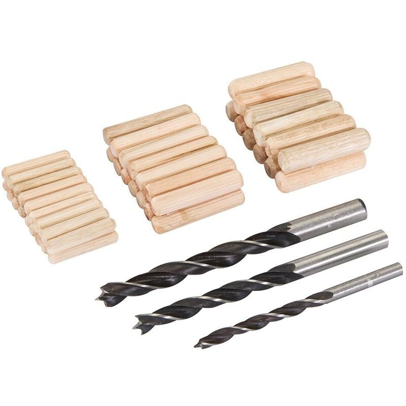immagine 0 del prodotto set di tasselli in legno e punte da trapano 47 p.zi 6, 8 e 10 mm