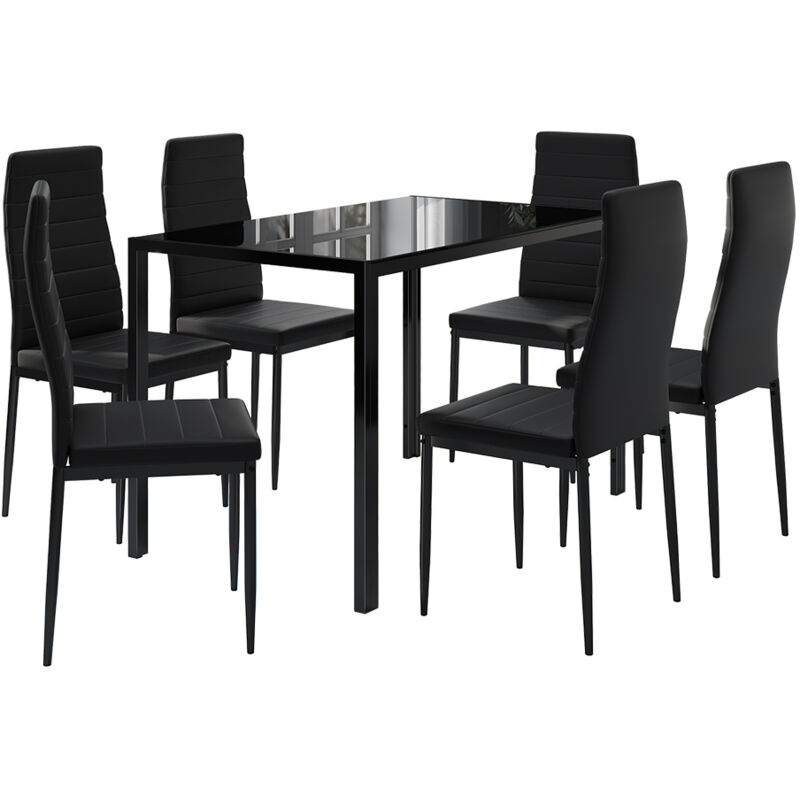 foto del prodotto set di tavoli da pranzo grand, nero, 120 x 75 cm set di 6 vicco