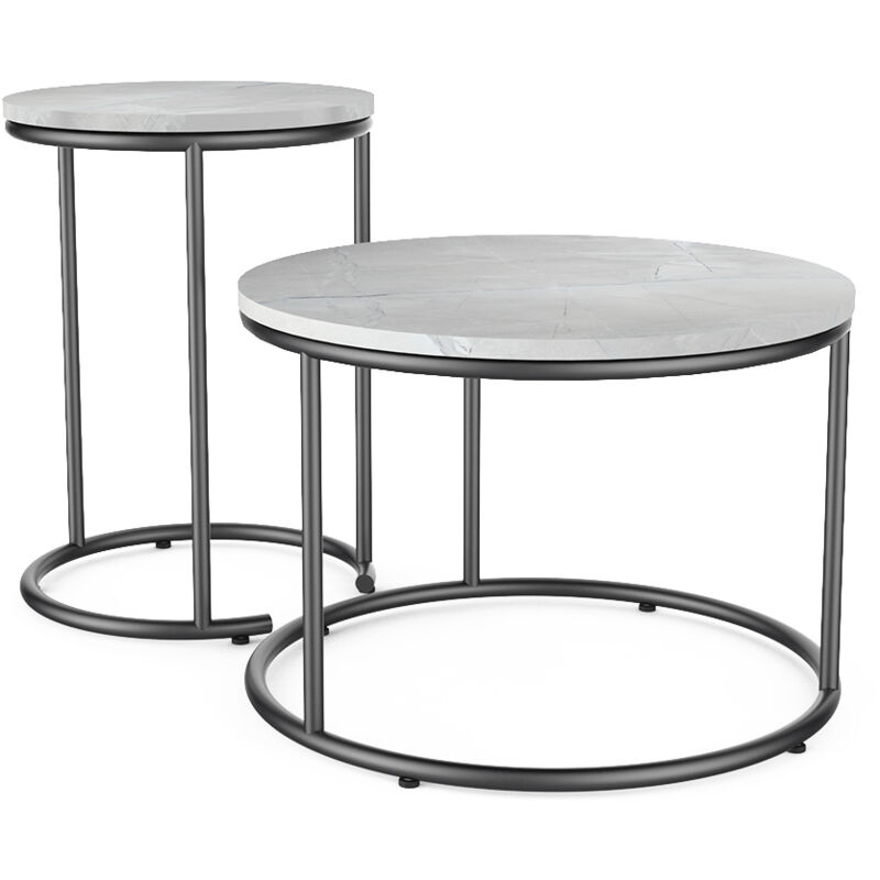 foto del prodotto set di tavolini da salotto ottawa, marmo bianco, 55 x 34.5 cm 2 parti vicco