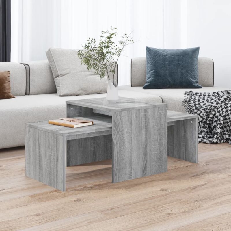 foto del prodotto set di tavolini grigio sonoma 100x48x40 cm legno multistrato vidaxl