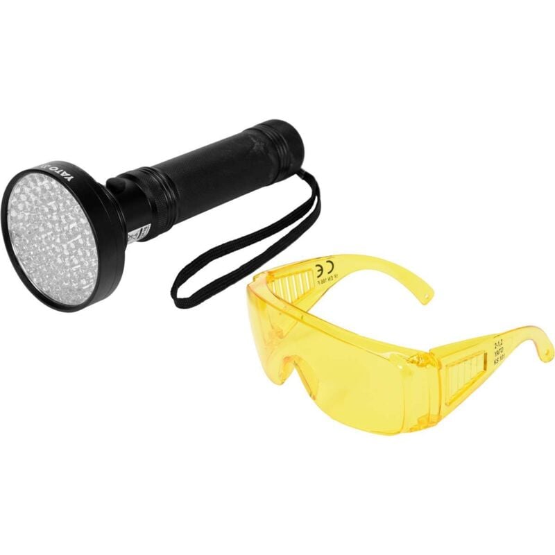 foto del prodotto set di torcia uv 100 led e occhiali yt 08582 yato