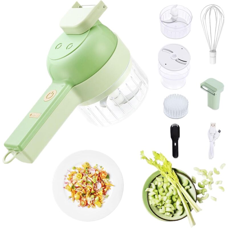foto del prodotto set di tritatutto automatico per verdure 5 in 1, tritatutto elettrico per aglio con miscelatore per crema di uova e spazzola per la pulizia, mini