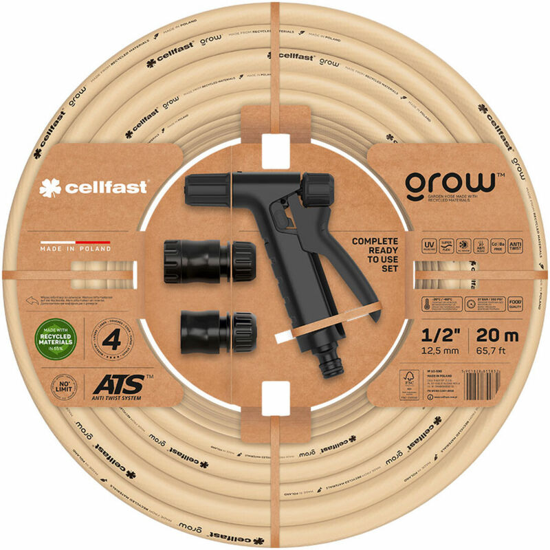 foto del prodotto set di tubi flessibili con accessori cellfast grow 20 m poliestere pvc polietilene polipropilene 12 mm beige 20 m 