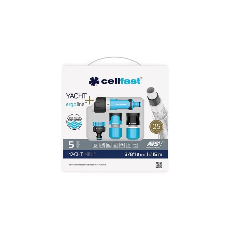 foto del prodotto set di tubi flessibili con accessori cellfast yacht mini ats pvc 15 m 9 mm