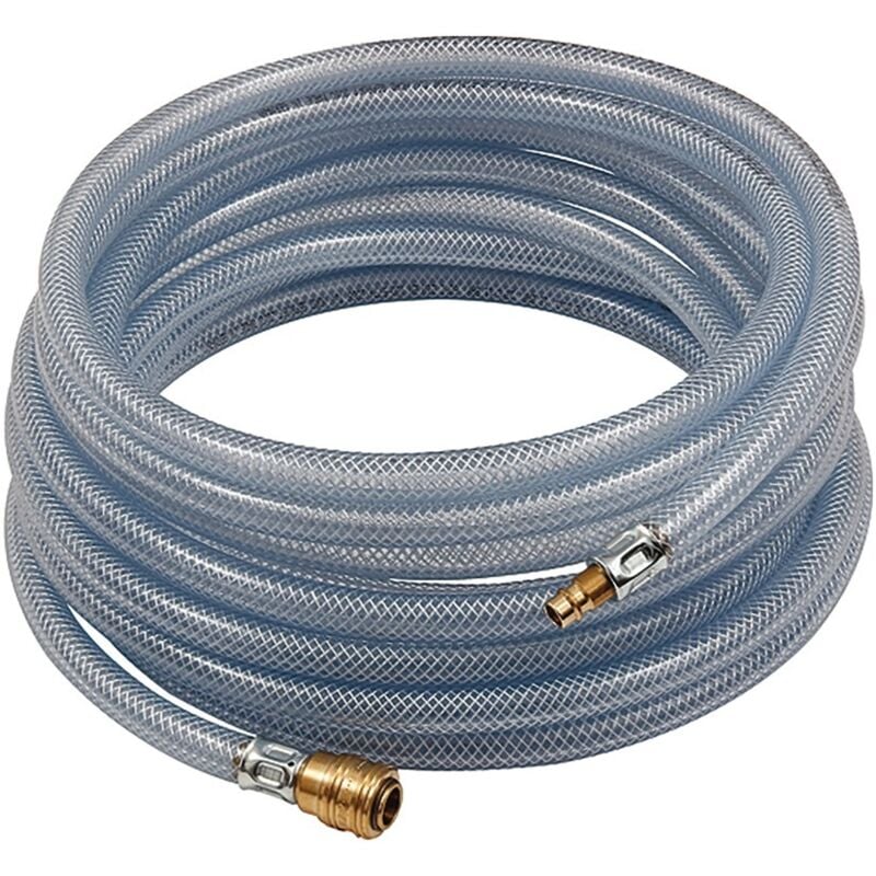 foto del prodotto set di tubi in pvc per aria compressa, diametro interno 9 mm, diametro esterno 15 mm, lunghezza 10 m, con raccordo rapido dn 7,2