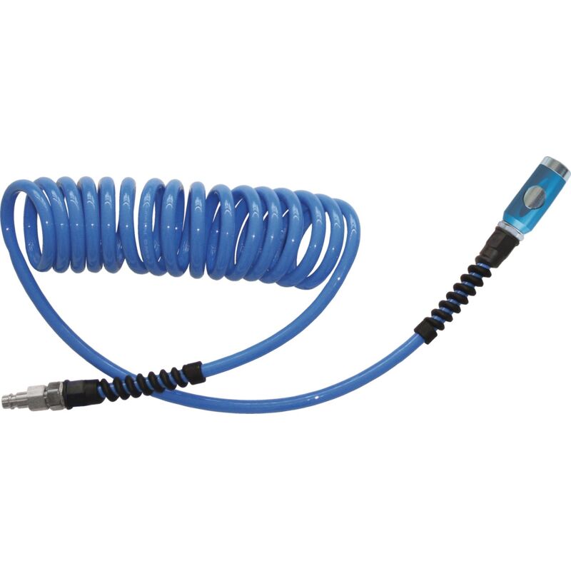 foto del prodotto set di tubi spiralati id 6,5 mm ad 10 mm l 7,5 m con raccordo di sicurezza dn 7,4