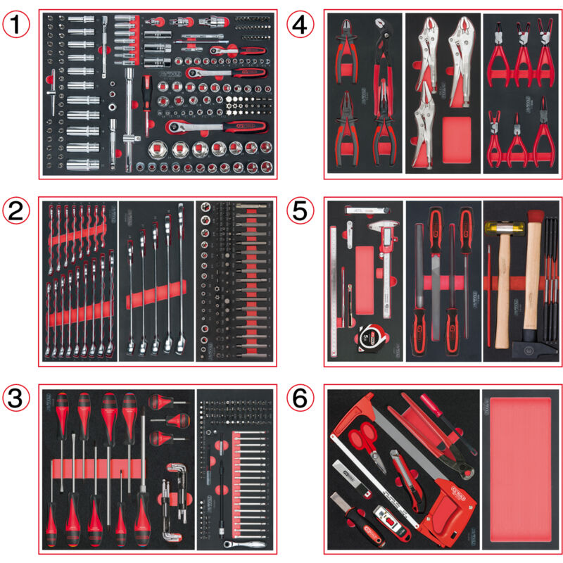 foto del prodotto set di utensili a 6 cassetti per carrello portautensili ks tools - 455 pezzi - 714.0452
