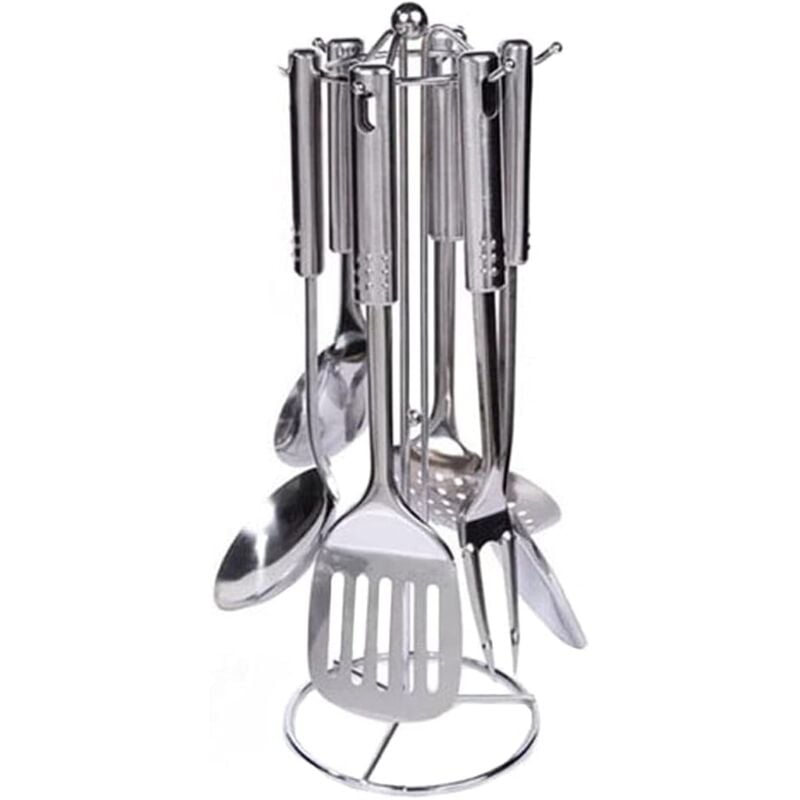 foto del prodotto set di utensili da cucina, 7 pezzi di utensili da cucina, set di utensili da cucina in acciaio inossidabile, lavabili in lavastoviglie, facili da