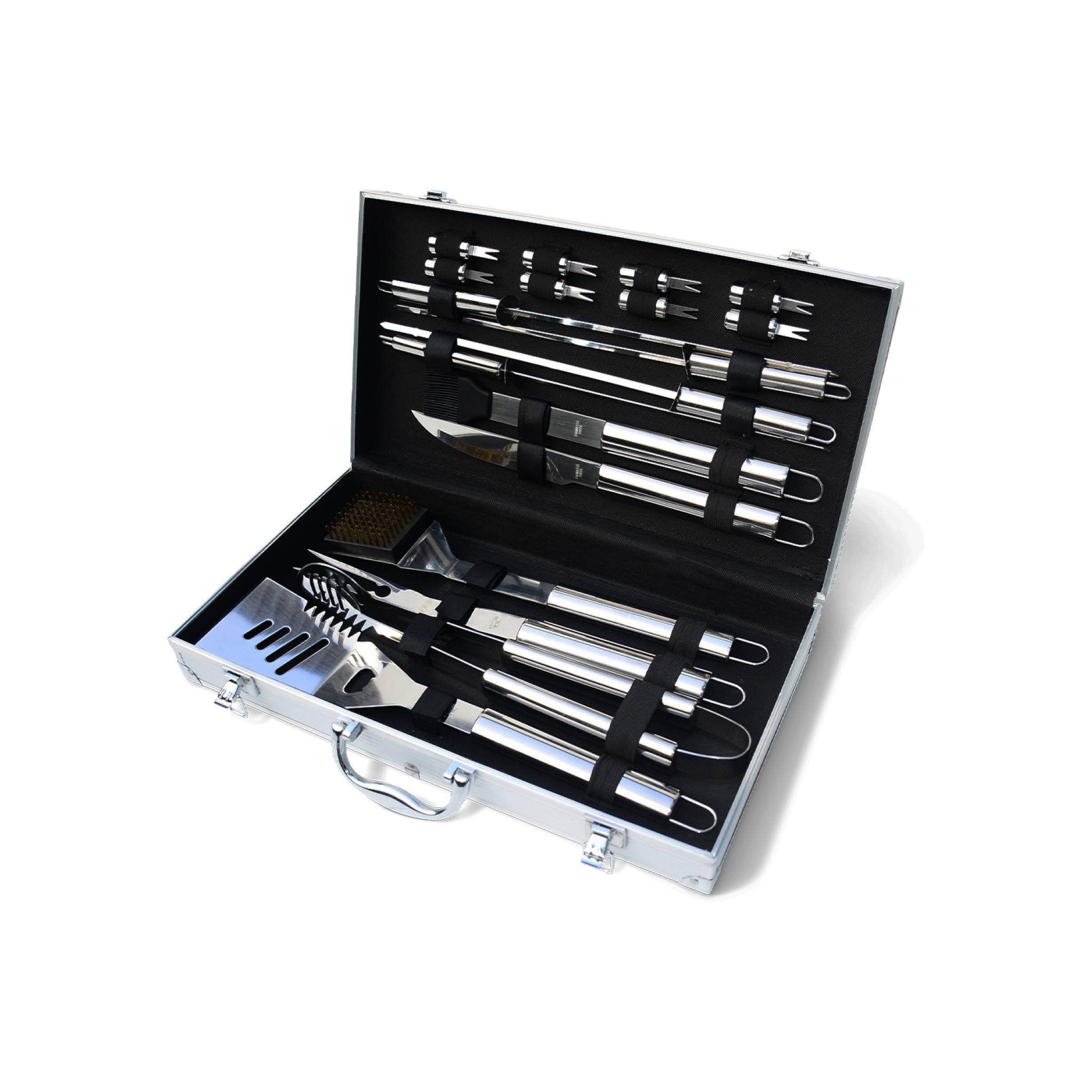 foto del prodotto set di utensili per barbecue, 18 pezzi, grigio