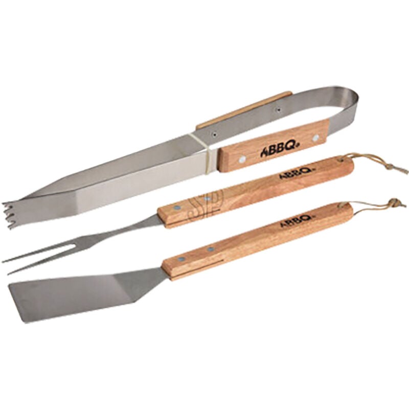 foto del prodotto set di utensili per barbecue con manico in legno bbq