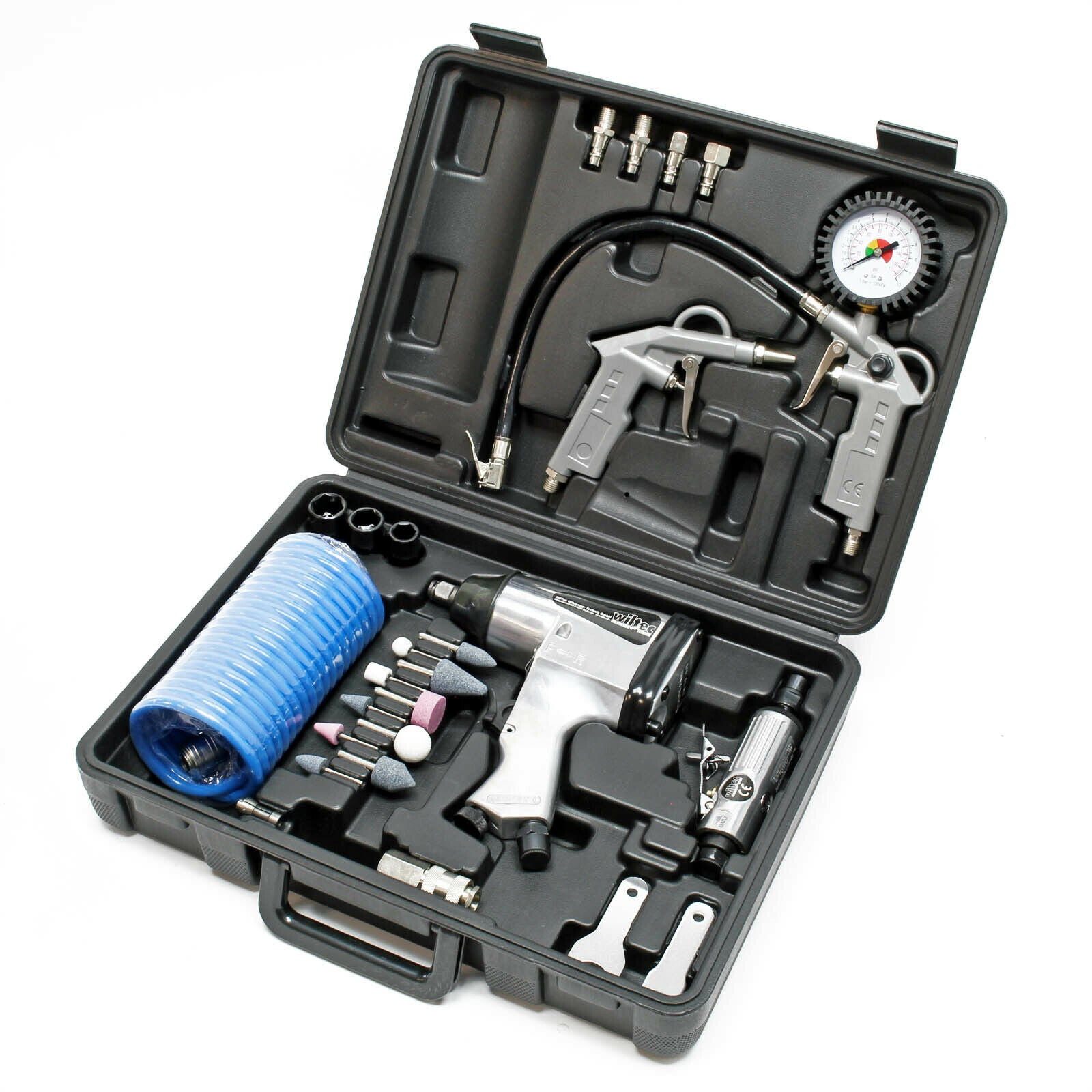 foto del prodotto set di utensili pneumatici da 71 pezzi, smerigliatrice con manometro per avvitatore a percussione 16 0002869