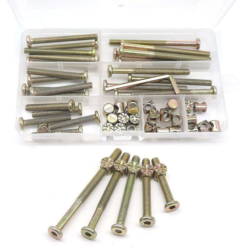 foto del prodotto set di viti per lettino per bambini da 25 pezzi varie misure m6 x 40 mm 50 mm 60 mm 70 mm 80 mm