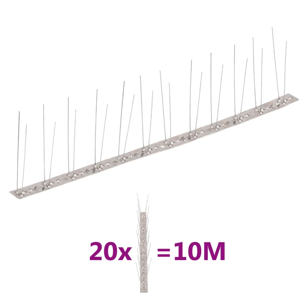 foto del prodotto set dissuasori per uccelli e piccioni 20 pz acciaio 2 file 10 m cod mxl 61504