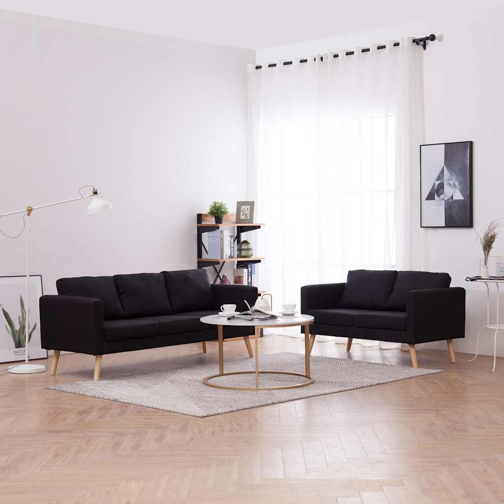foto del prodotto set divani 2 pz in tessuto nero