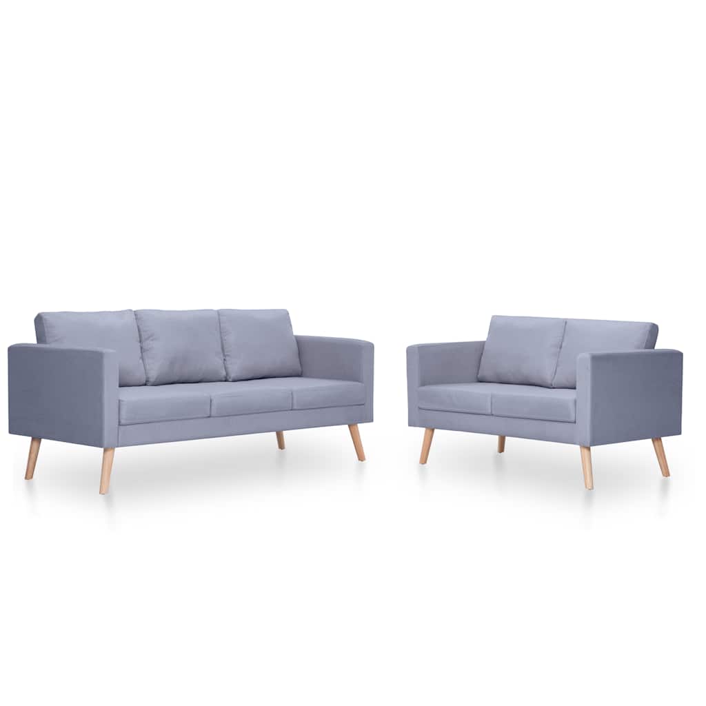 foto del prodotto set divani a 2 e a 3 posti in tessuto grigio chiaro cod mxl 9882