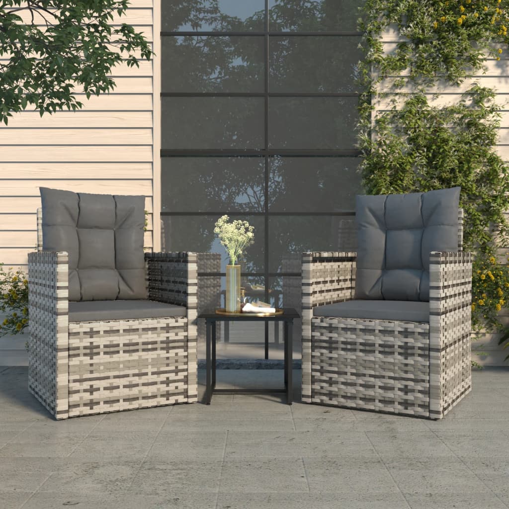 foto del prodotto set divani da esterno 3 pz con cuscini in polyrattan grigio cod mxl 35214