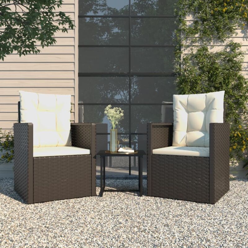 foto del prodotto set divani da esterno 3 pz con cuscini in polyrattan nero vidaxl 325968