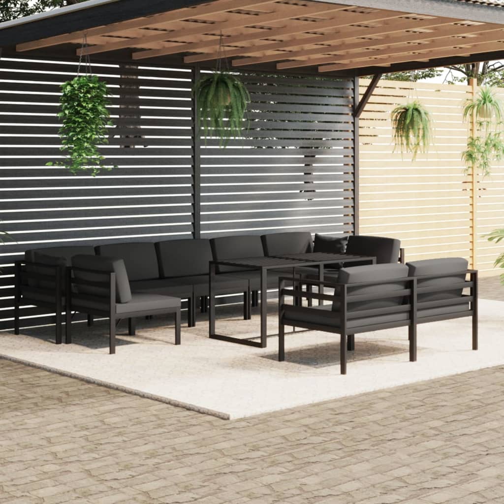 foto del prodotto set divani da giardino 10 pz con cuscini in alluminio antracite cod mxl 35802