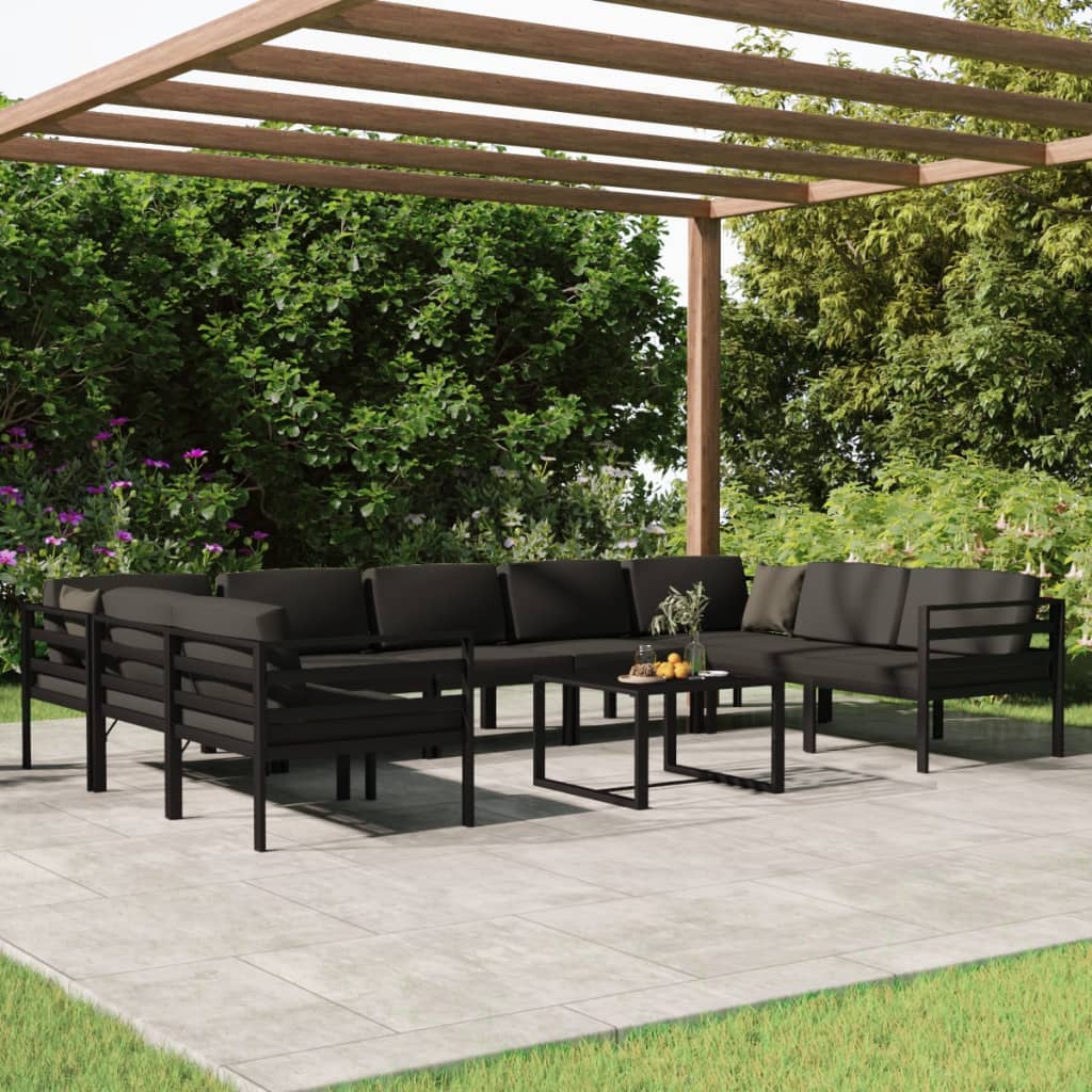 foto del prodotto set divani da giardino 10 pz con cuscini in alluminio antracite cod mxl 35817