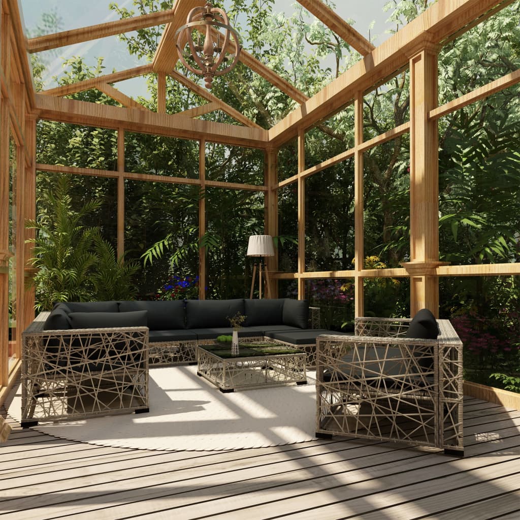 foto del prodotto set divani da giardino 10 pz con cuscini in polyrattan grigio cod mxl 31973
