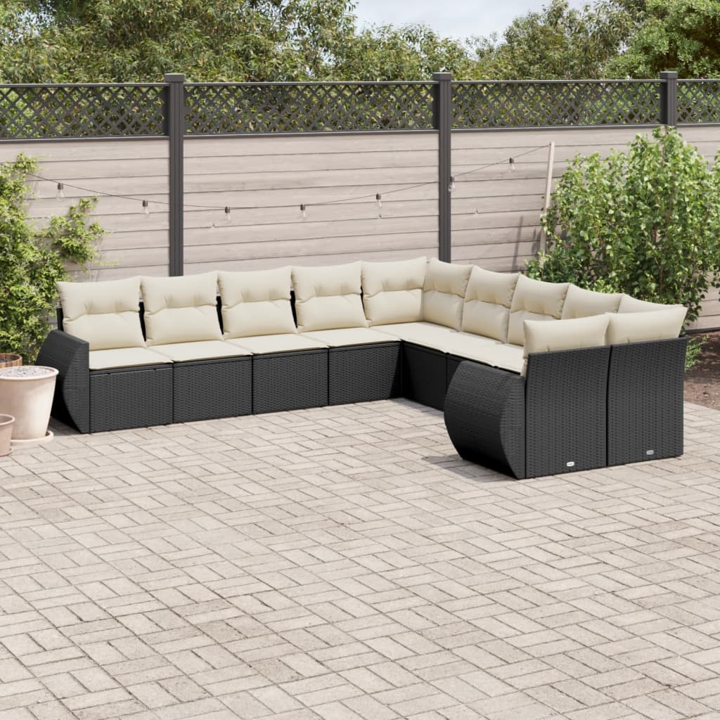 foto del prodotto set divani da giardino 10pz con cuscini in polyrattan nerocod mxl 112736