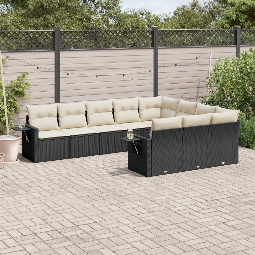 foto del prodotto set divani da giardino 10pz con cuscini in polyrattan nerocod mxl 116661