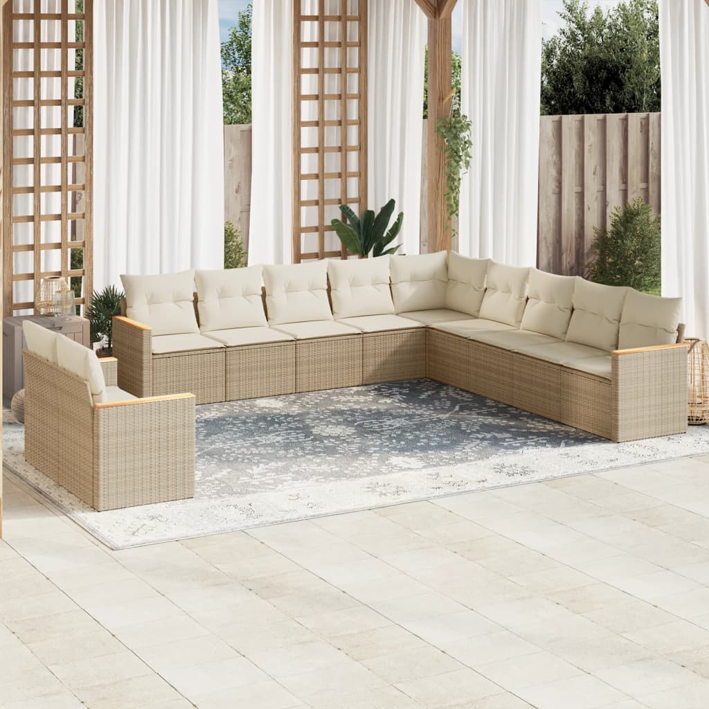foto del prodotto set divani da giardino 11 pz con cuscini beige in polyrattancod mxl 92747