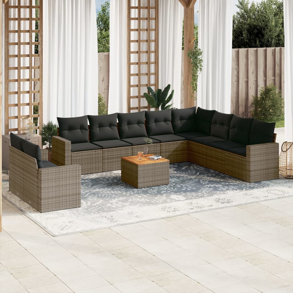 foto del prodotto set divani da giardino 11 pz con cuscini in polyrattan grigiocod mxl 87671