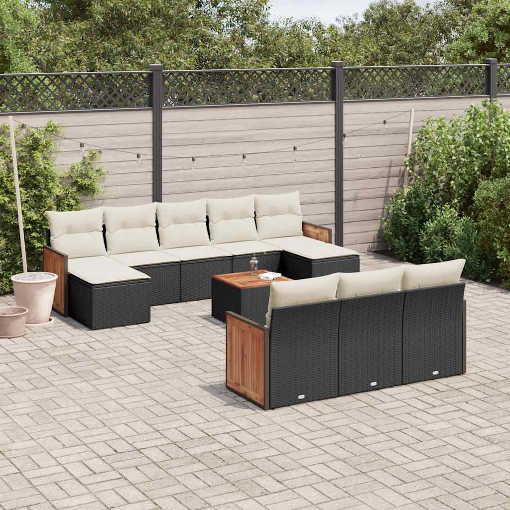 foto del prodotto set divani da giardino 11 pz con cuscini in polyrattan nerocod mxl 88320