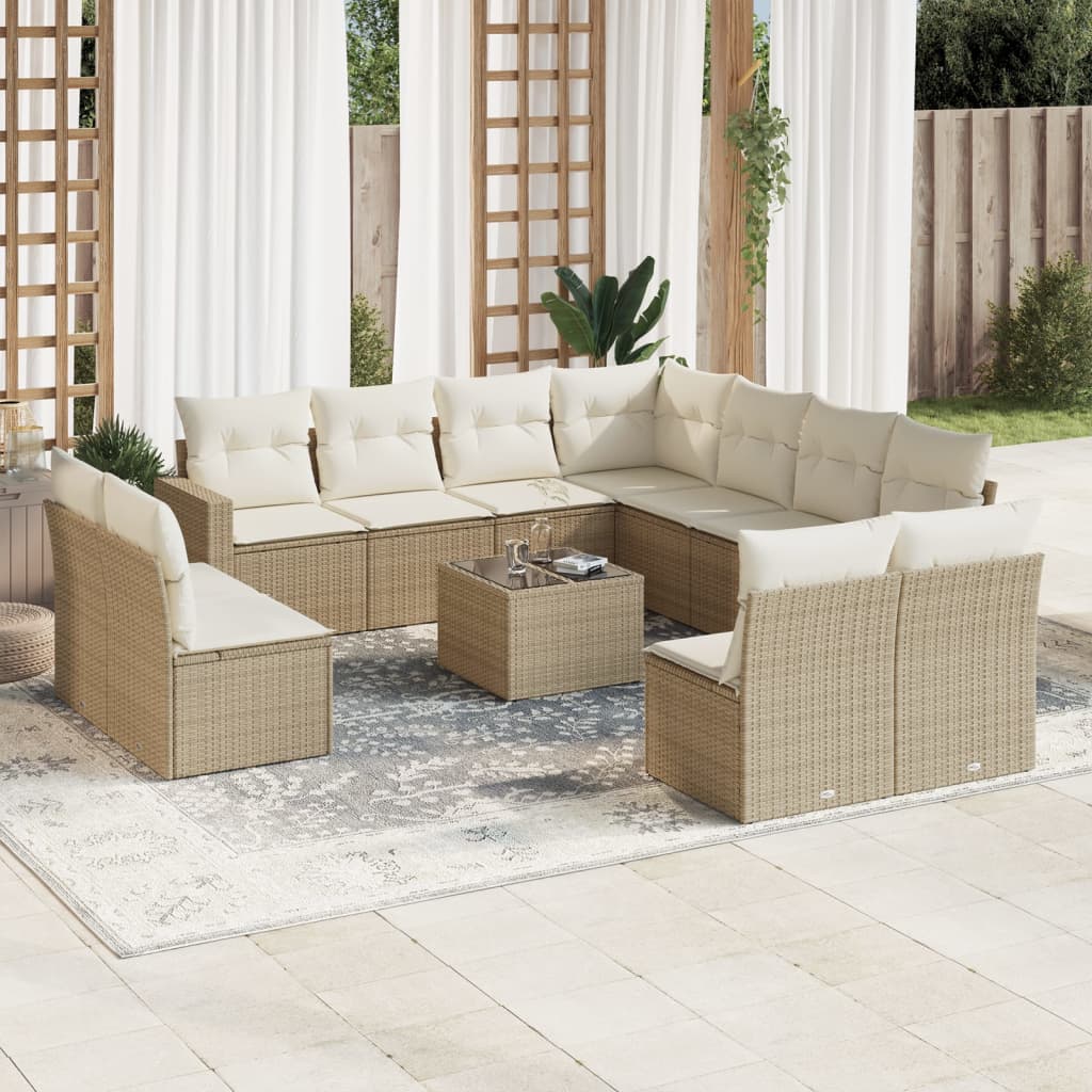foto del prodotto set divani da giardino 12 pz con cuscini beige in polyrattancod mxl 114596