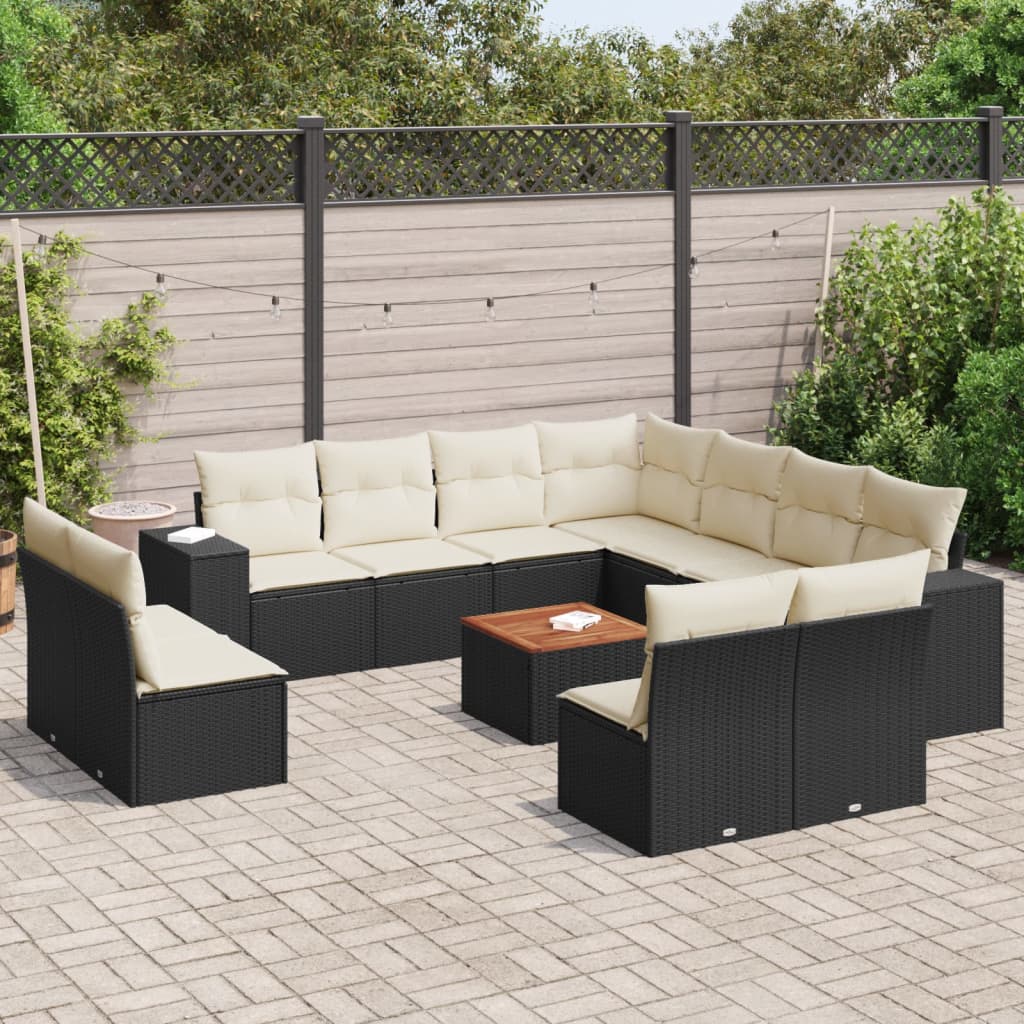 foto del prodotto set divani da giardino 12 pz con cuscini nero in polyrattancod mxl 87988