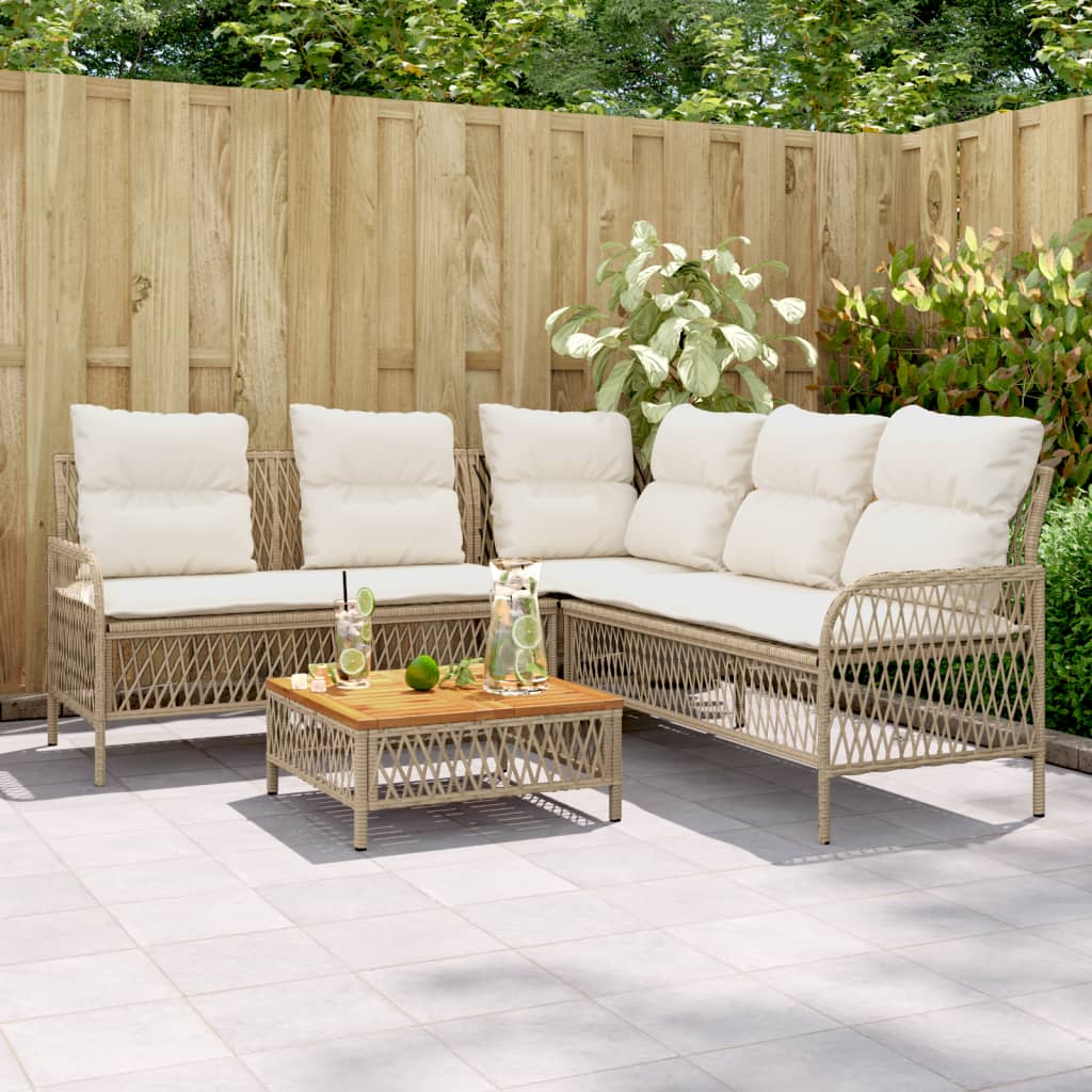 foto del prodotto set divani da giardino 2 pz con cuscini beige in polyrattan