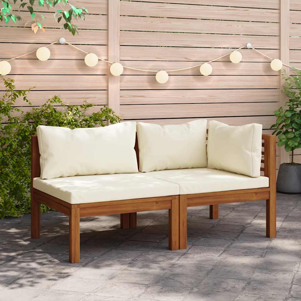 foto del prodotto set divani da giardino 2 pz con cuscini bianco crema in acaciacod mxl 71374