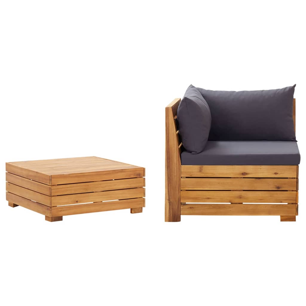 foto del prodotto set divani da giardino 2 pz con cuscini in massello di acacia cod mxl 73443