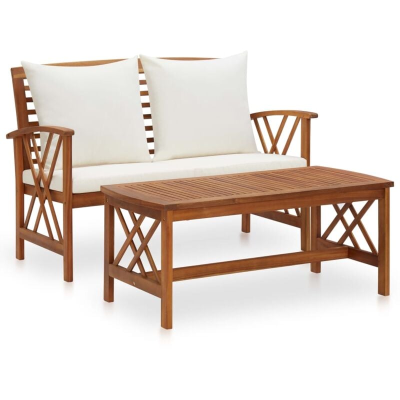 foto del prodotto set divani da giardino 2 pz con cuscini in massello di acacia - vidaxl