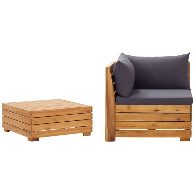 foto del prodotto set divani da giardino 2 pz con cuscini in massello di acacia vidaxl